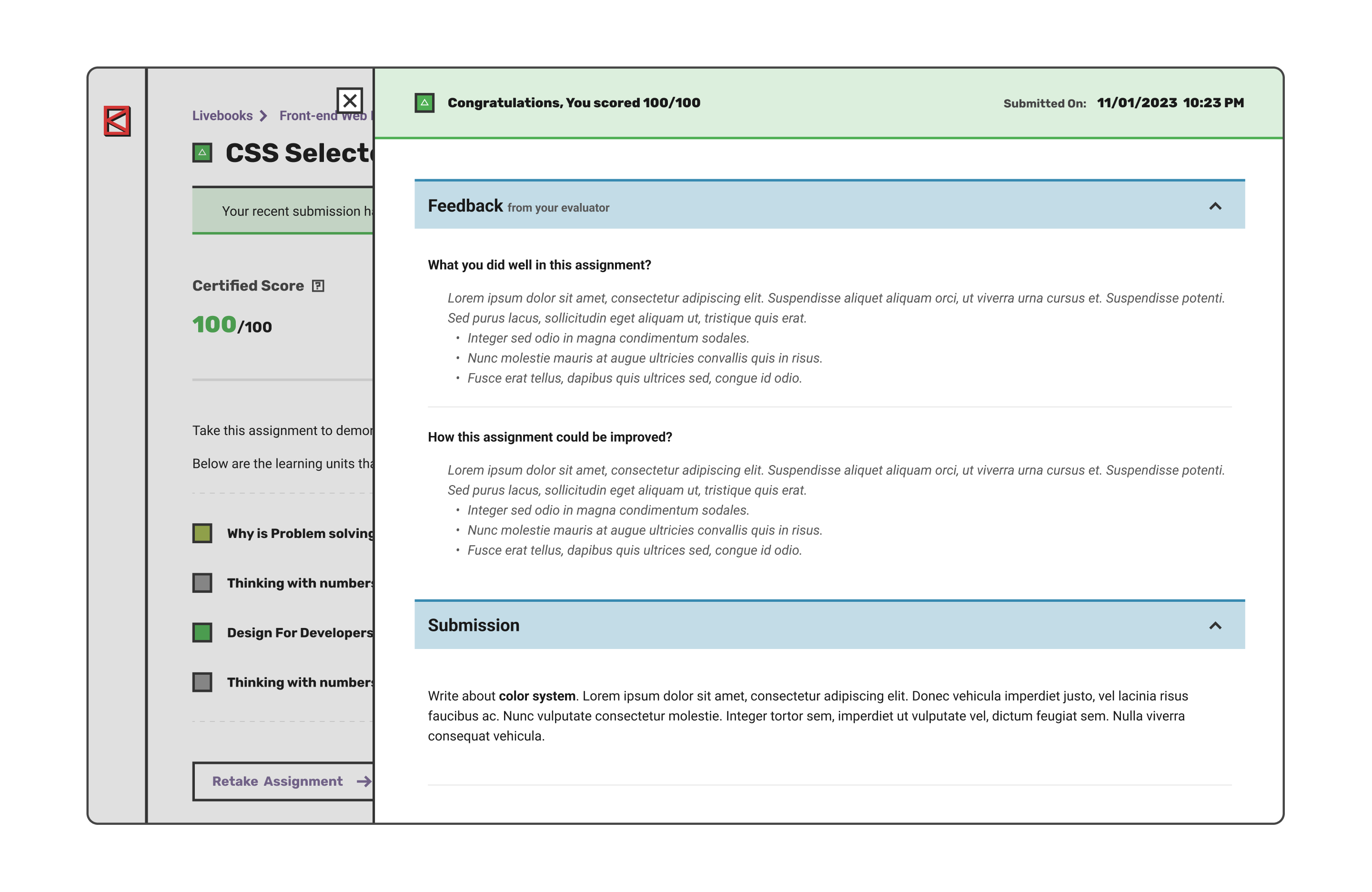 Screenshot showing inline evaluator feedback
